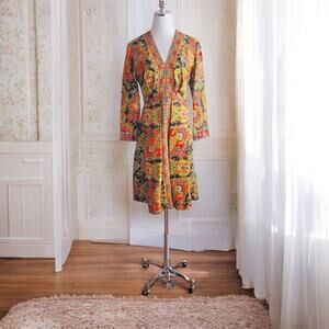 Vintage 60s Roger Milot Fred Perlberg Dress Psychedelic Paisley Sequins